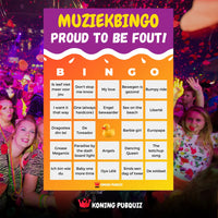 de bingo kaart voor de foute muziekbingo