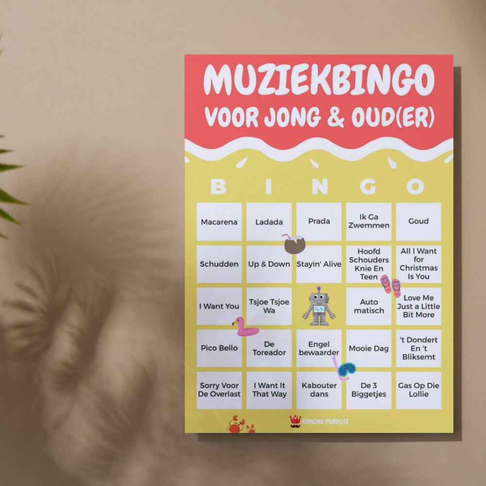 mockup voor de jong en oud muziekbingo kaart