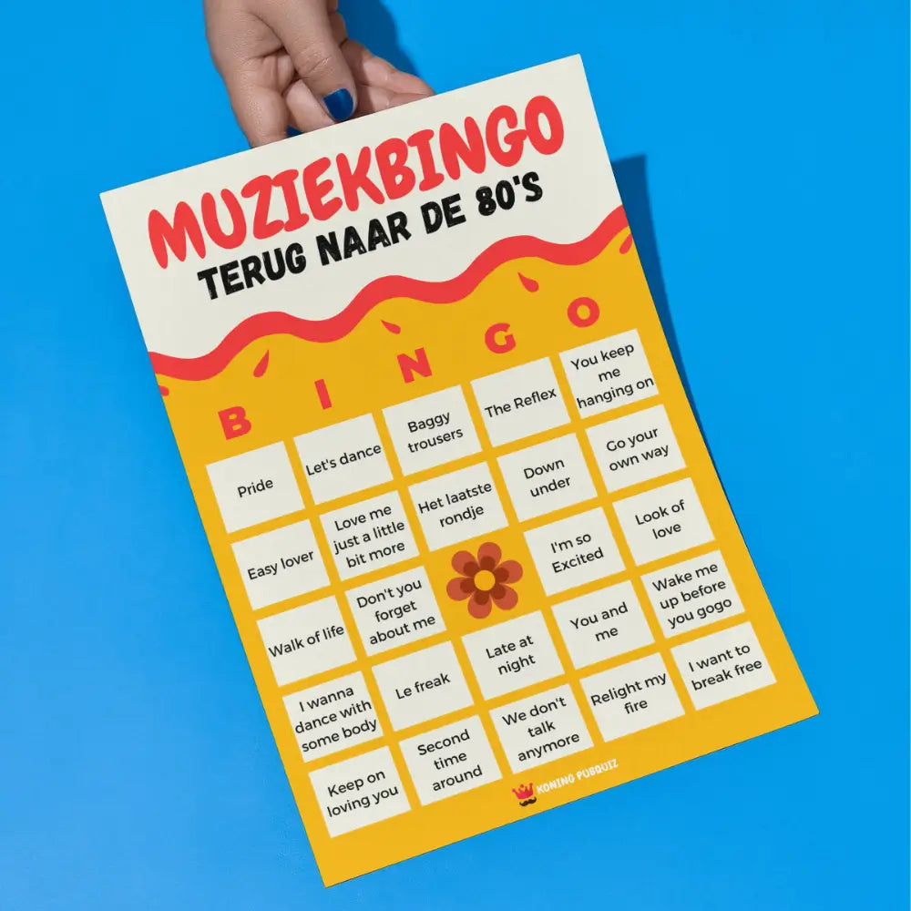 muziekbingo 80's bingo kaart