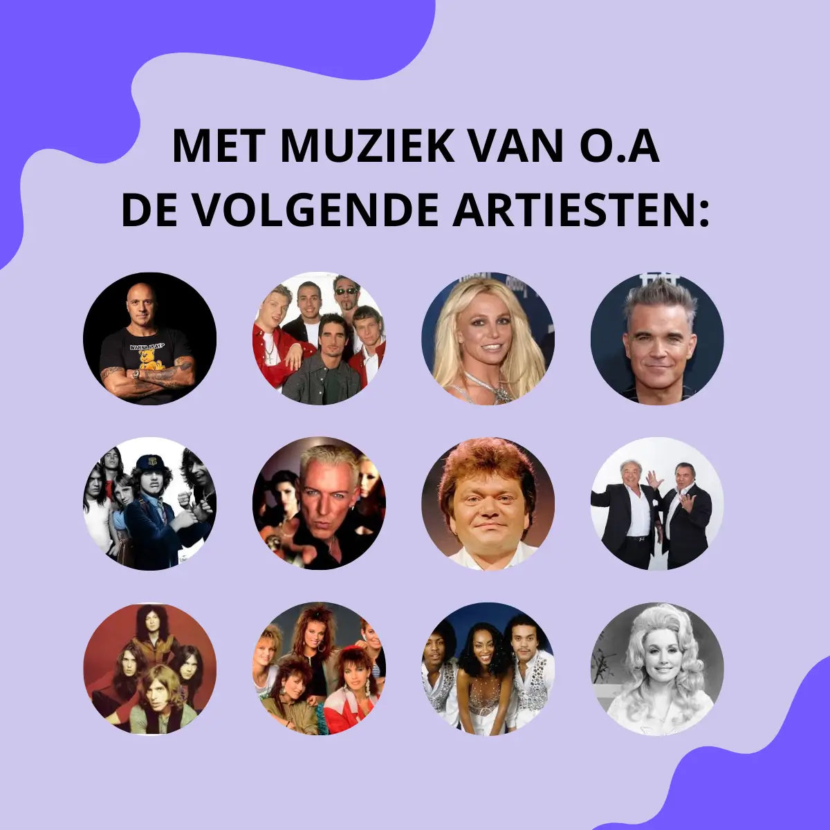 artiesten in de jaren 80 en jaren 90 muziekbingo
