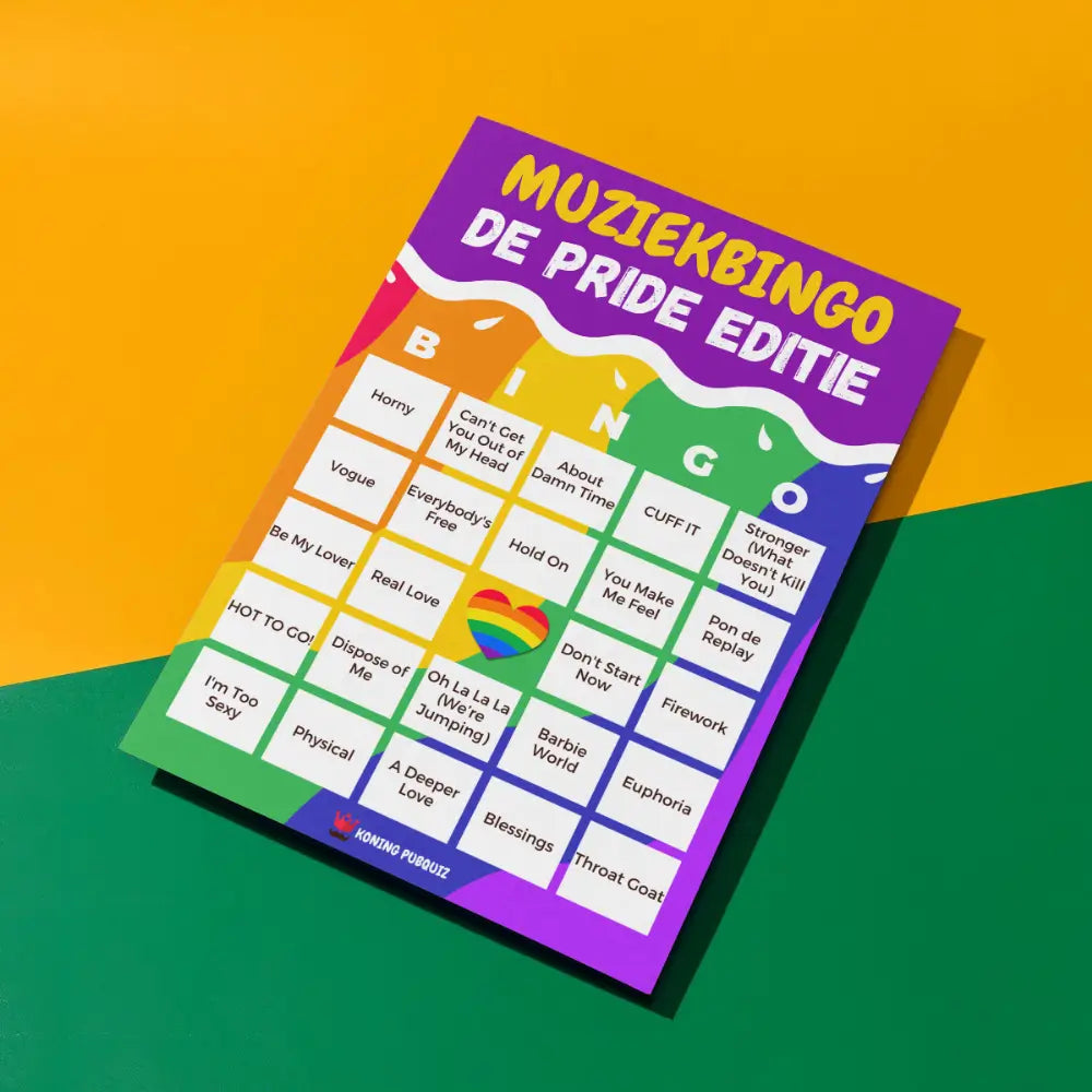 muziekbingo pride bingo kaart