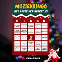 Bingo kaart van de muziekbingo foute kerst