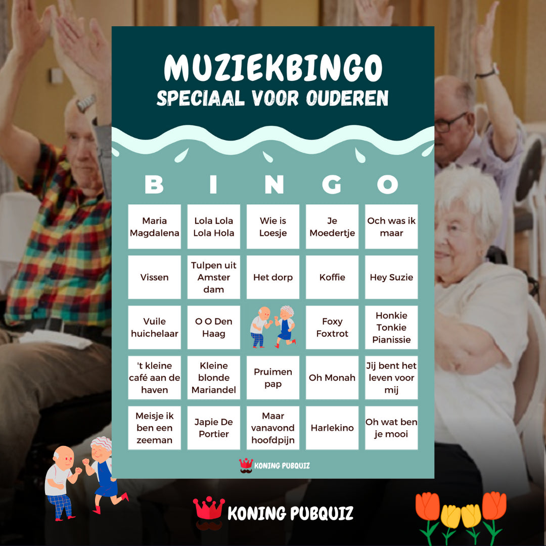 muziekbingo voor ouderen in het bejaardentehuis bingo kaart