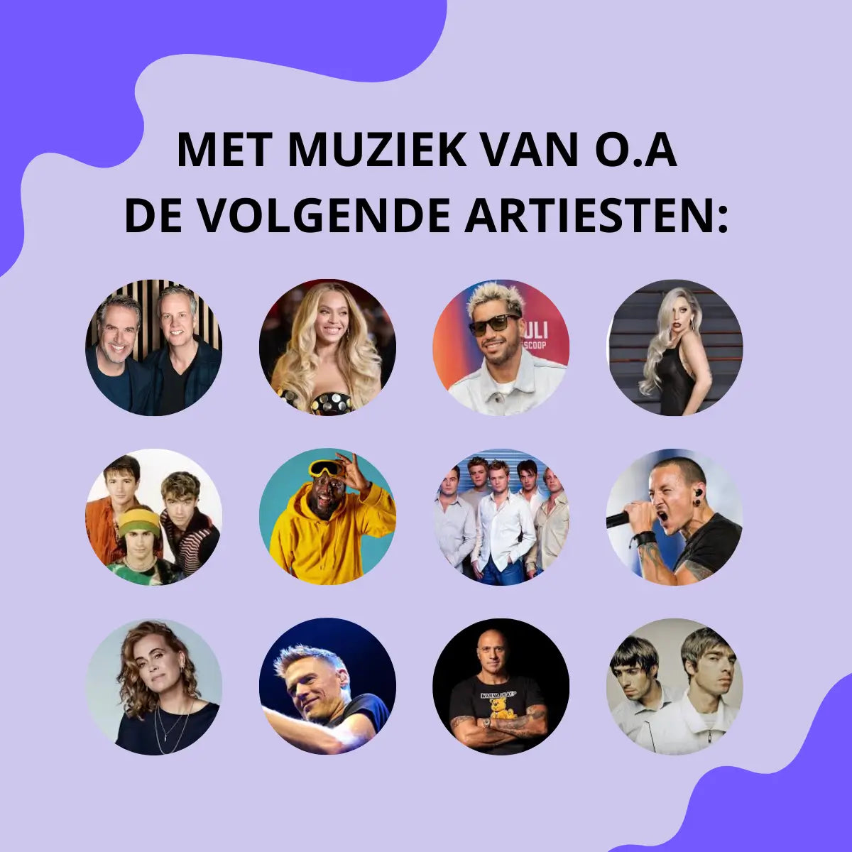 muziekbingo jaren 90 en jaren 00 artiesten