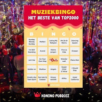 De bingo kaart voor de Top2000 muziekbingo met de beste Top2000 muziek