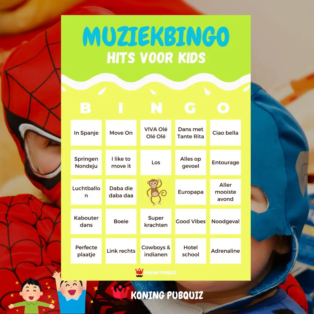 muziekbingo voor kinderen met een kleurrijke bingo kaart