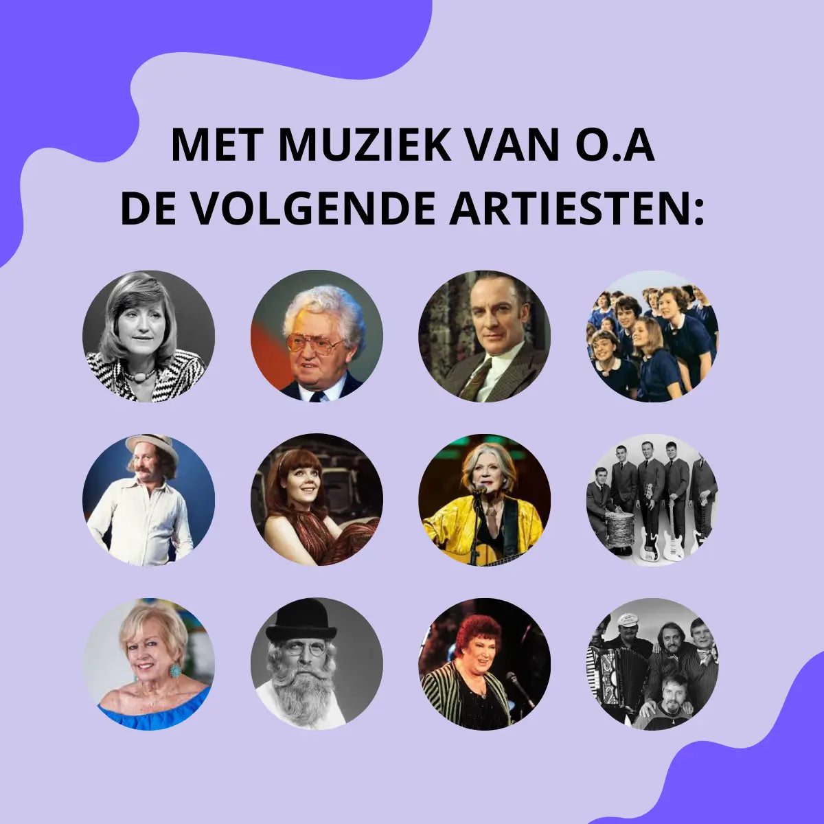 artiesten in de muziekbingo voor ouderen muziekbingo