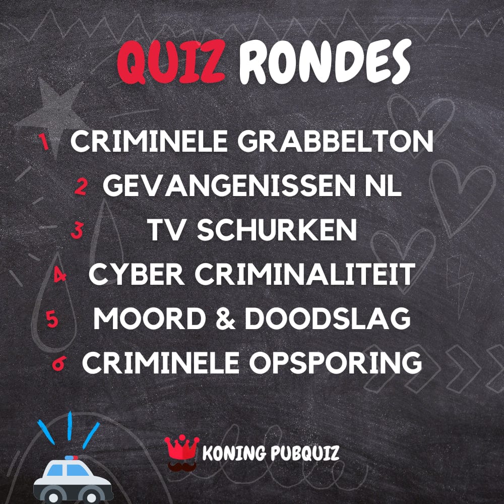 Quizrondes van de misdaad pubquiz over criminaliteit in nederland