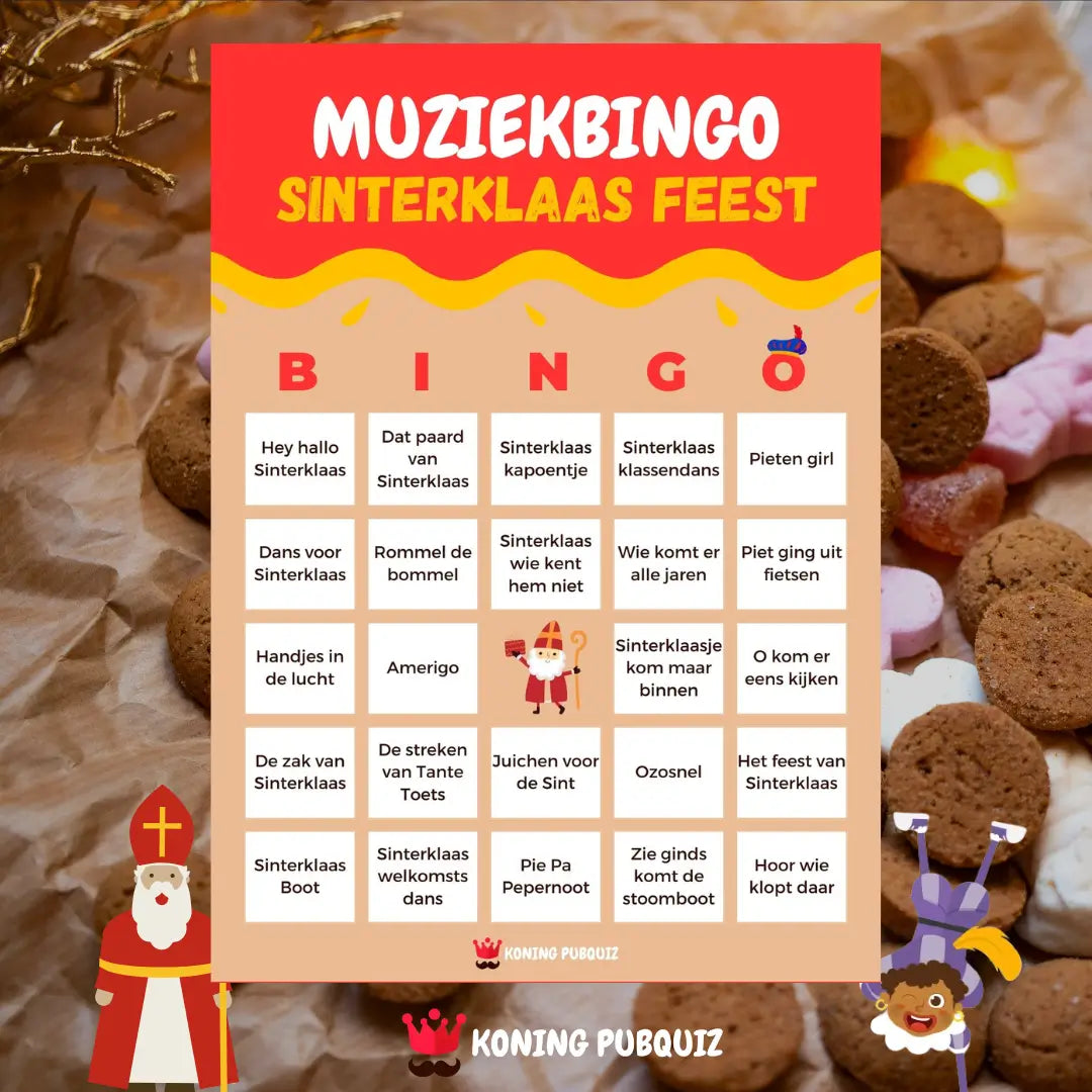 muziekbingo sinterklaas met een sinterklaas thema bingo kaart