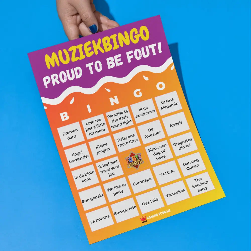 foute muziekbingo bingo kaart mockup