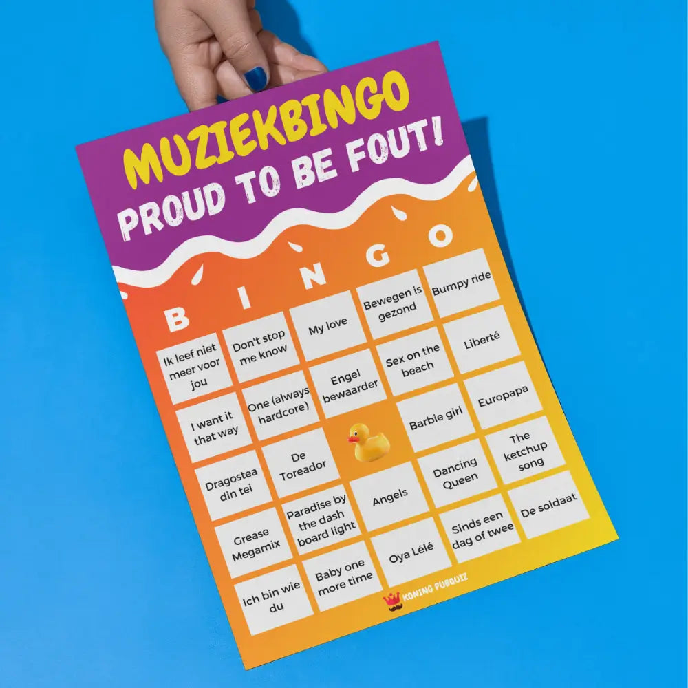 bingo kaart mockup foute muziekbingo