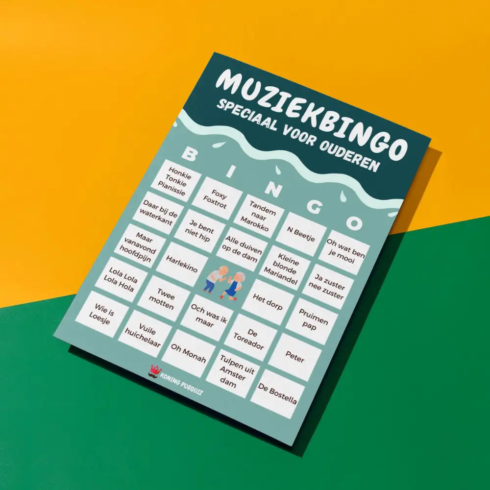 bingo kaart voor muziekbingo ouderen of senioren