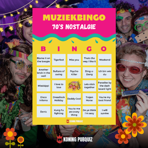 muziekbingo jaren 70 met de beste muziek uit de 70's